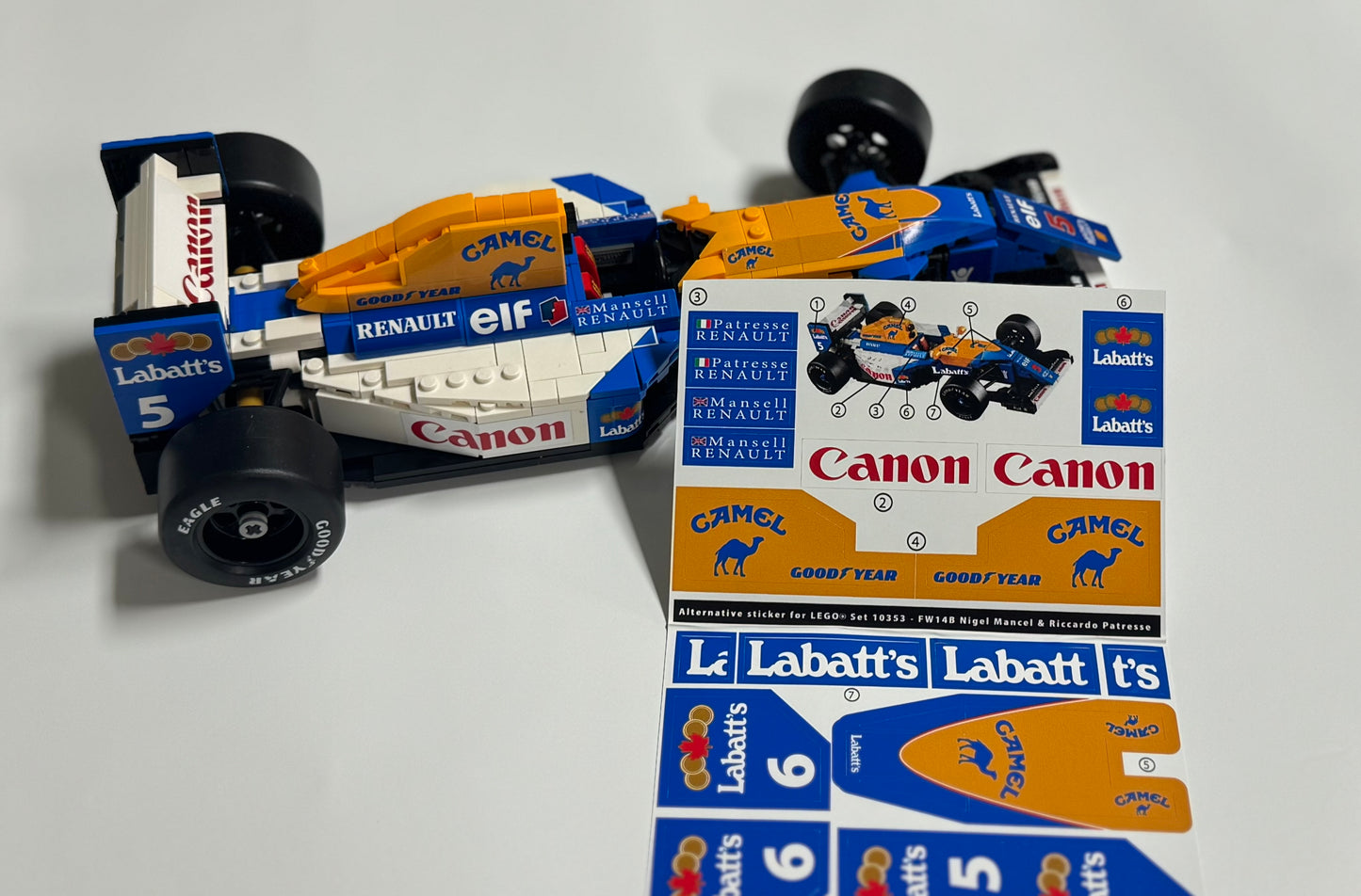 Alternative Sticker Pack for LEGO® Williams W14B – Premium Custom Decals for Model 10353